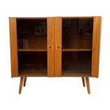 Vintage Scandinavian teak buffet with smoked doors, 60s