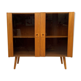 Vintage Scandinavian teak buffet with smoked doors, 60s