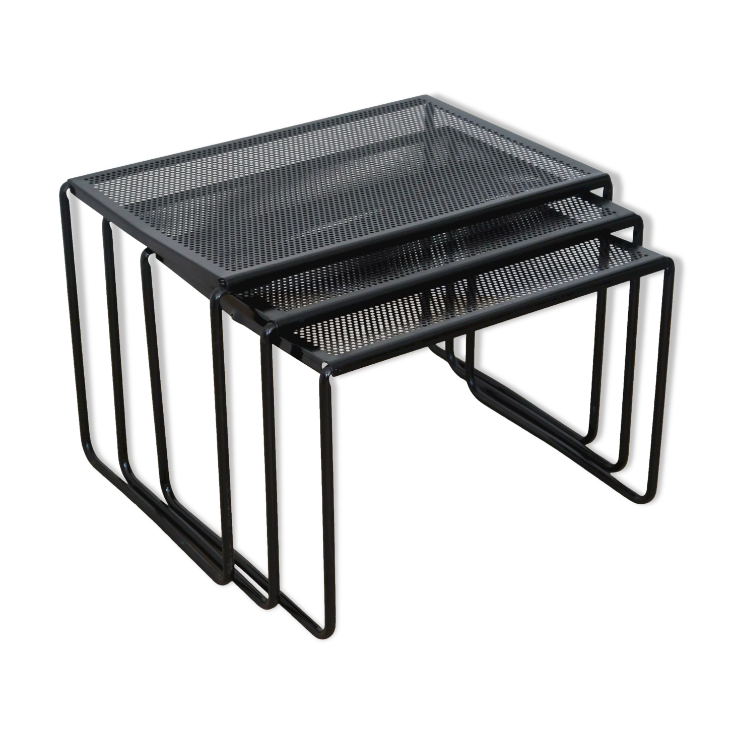 Vintage perforated metal nesting tables 80s
