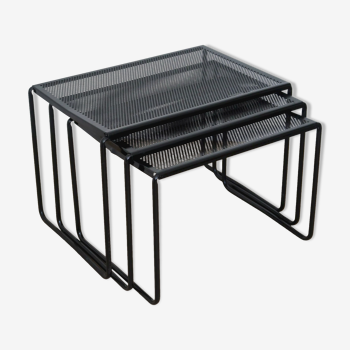 Vintage perforated metal nesting tables 80s