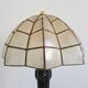 Lampe de table Art Déco tardive en bronze avec abat-jour coquille Capiz années 1950
