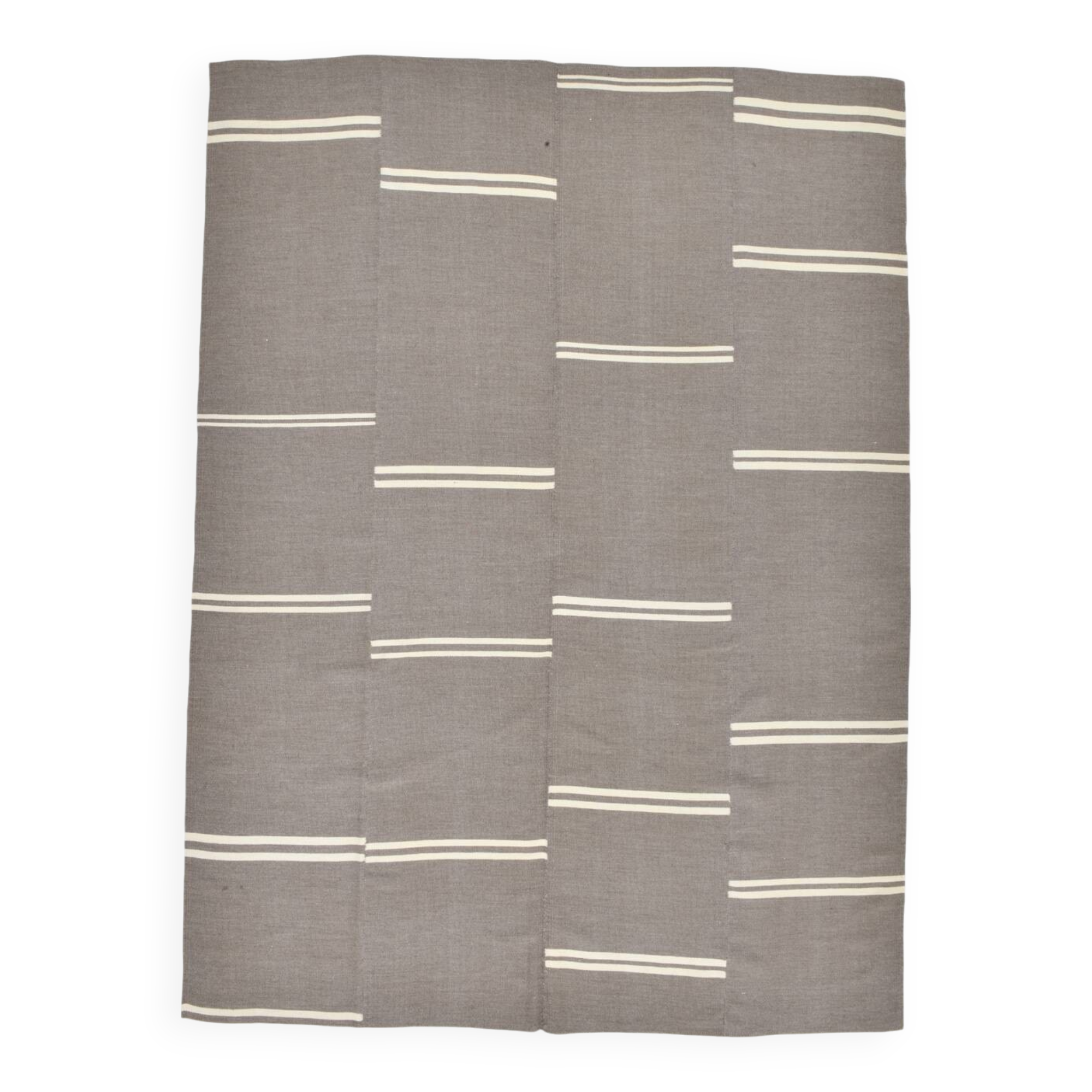 8x10 Gray Beige Vintage Kilim Rug, 235x317Cm