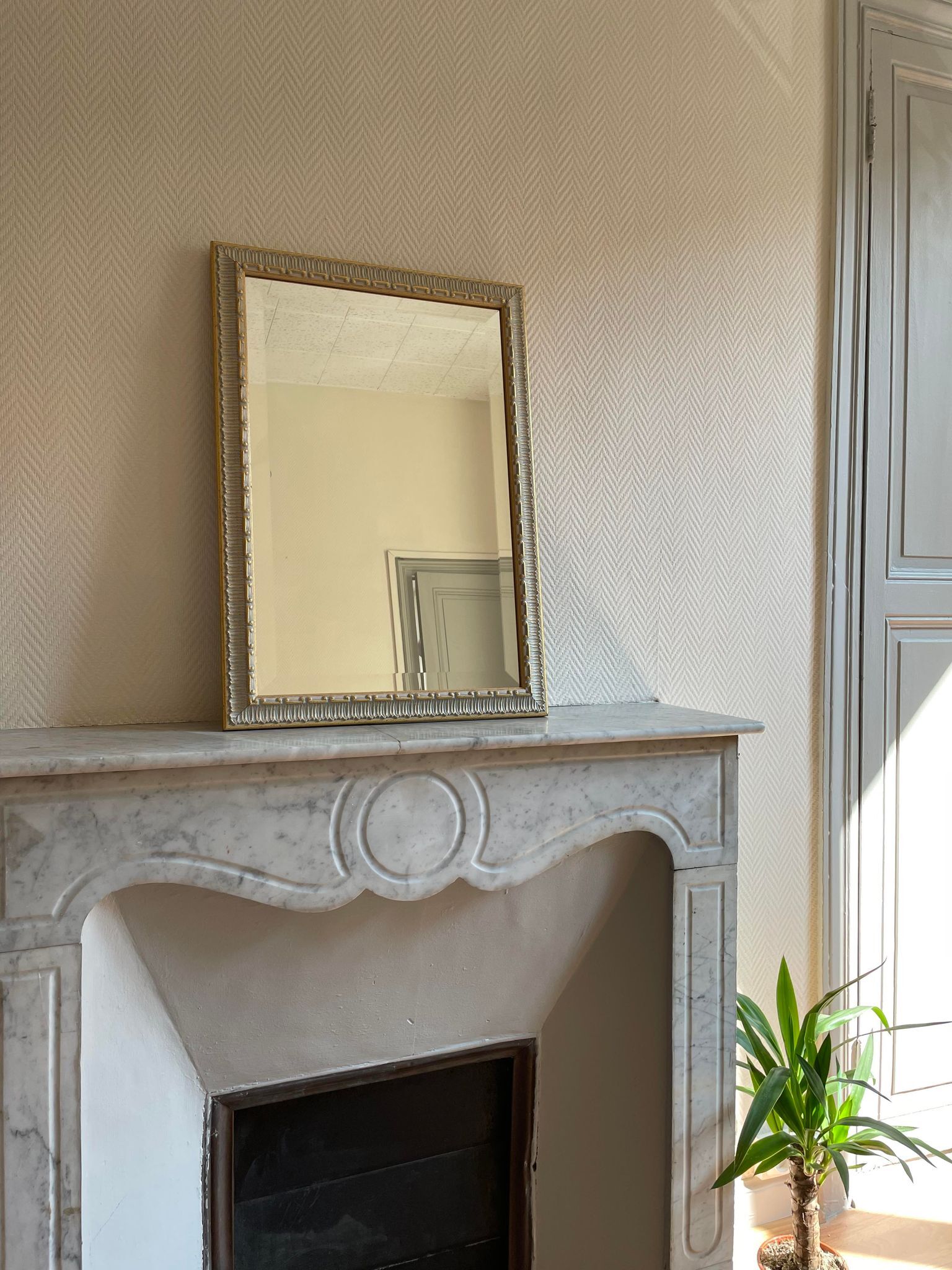 Mirror golden white frame