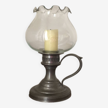 Candle holder with pewter foot