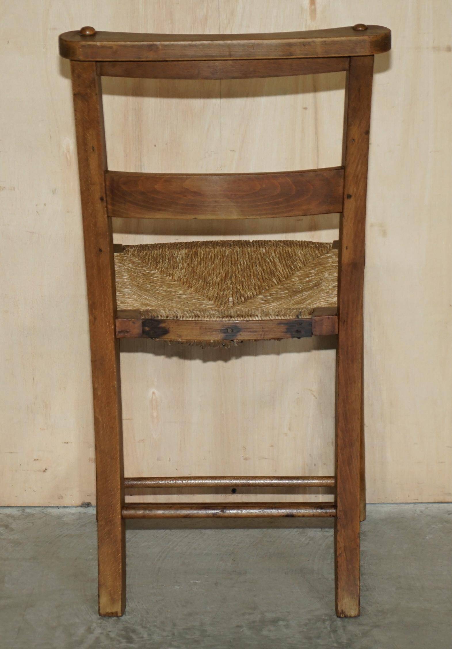 Set of six Dutch oak chairs with woven straw seats, circa 1860.