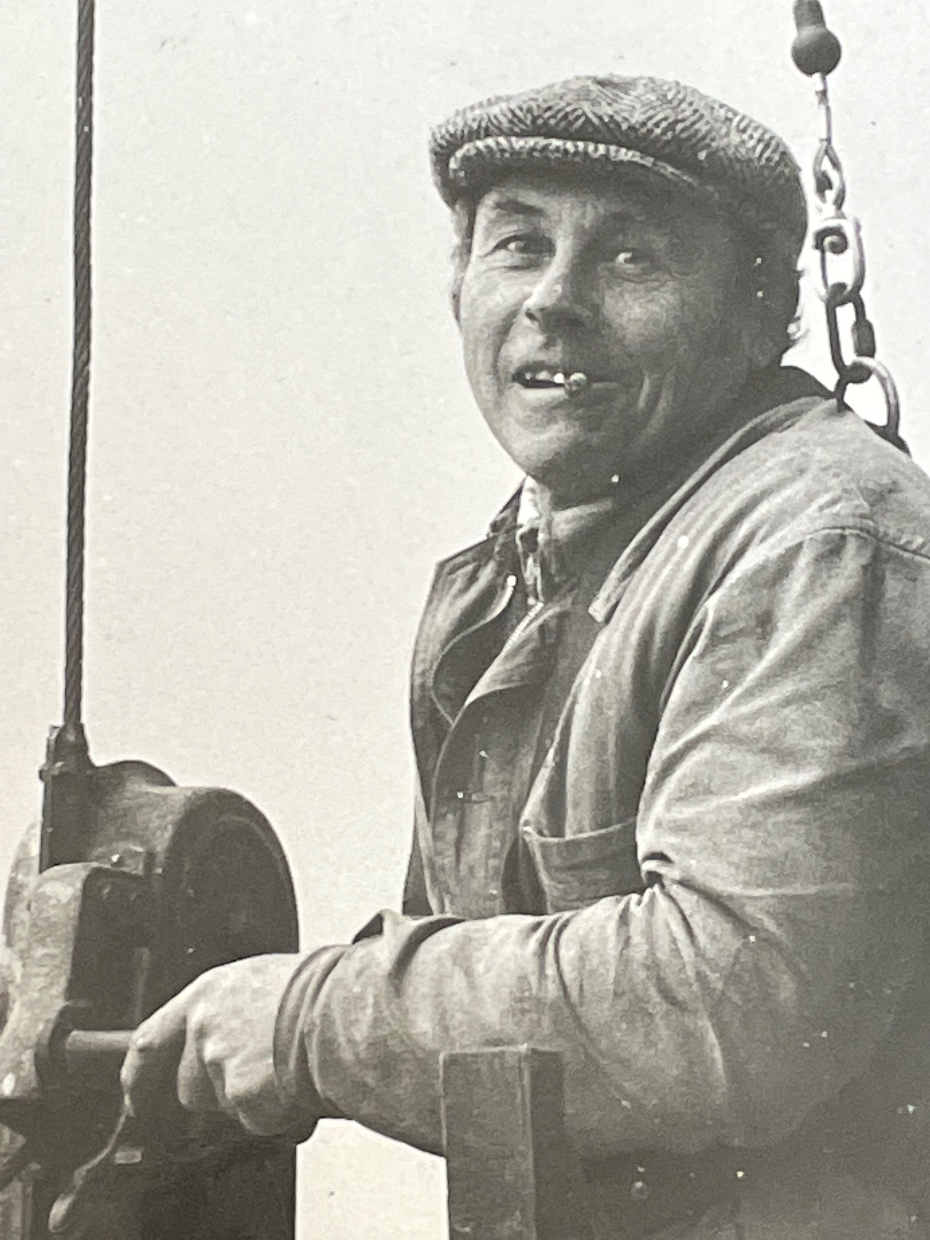 Photograph black and white silver print circa 1970 worker