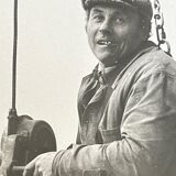 Photograph black and white silver print circa 1970 worker