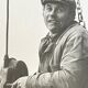 Photograph black and white silver print circa 1970 worker