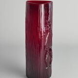 Swedish Red Devil Triangular Glass Vase by Christer Sjögren for Lindshammar