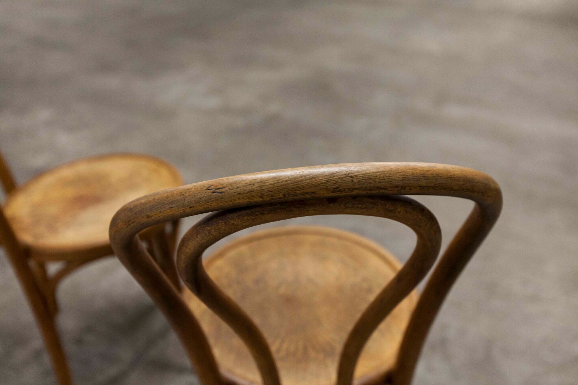 Pair of bistro chairs Fischel 1930 curved wood