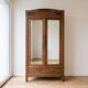 Art Deco wardrobe in solid oak with mirrors