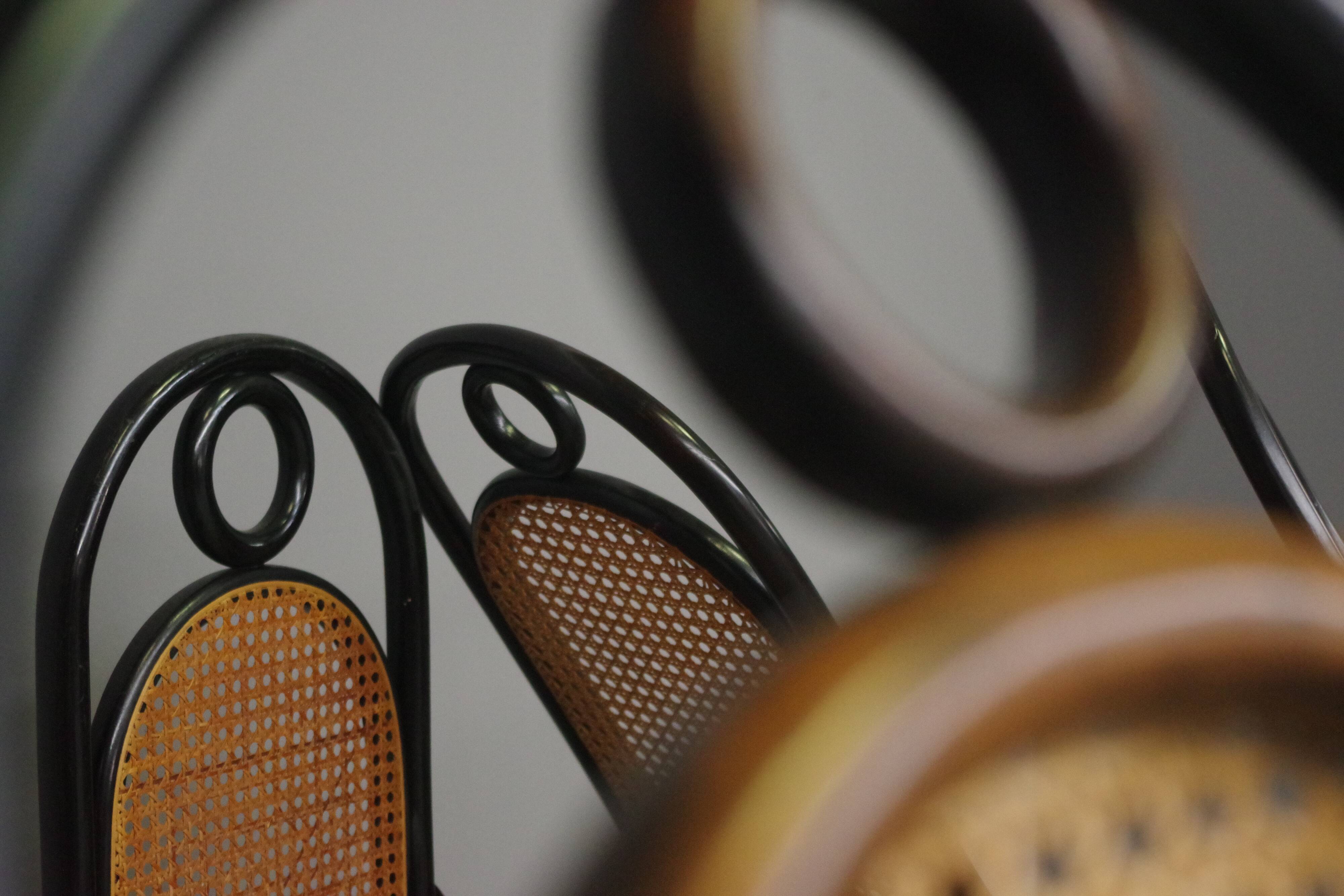 Chairs in bent beech and vienna straw, 1980