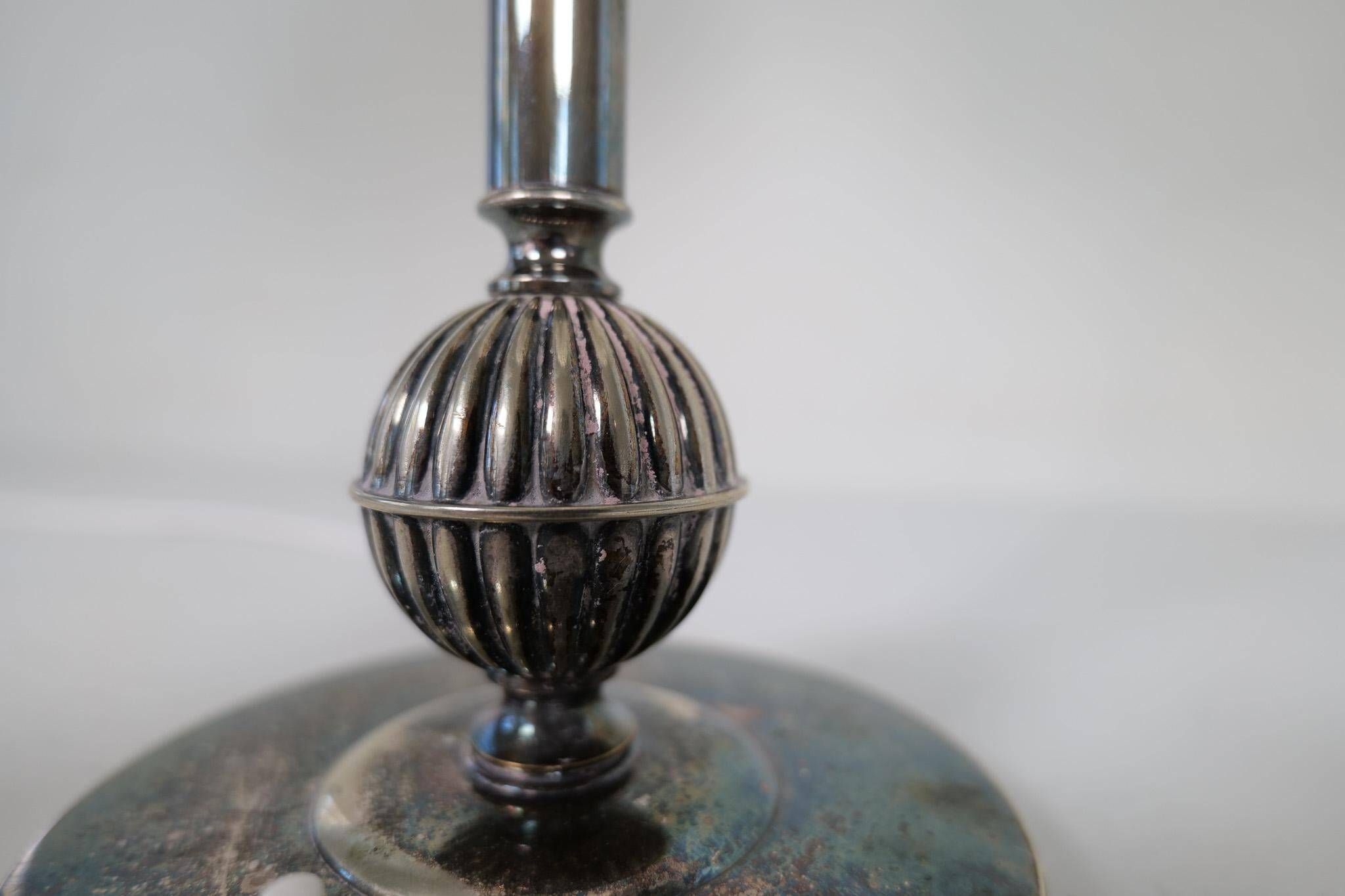 Art Deco table lamp in silver plate, 1930s Sweden