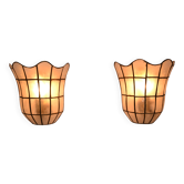 2 mother-of-pearl wall lights from the 1970s