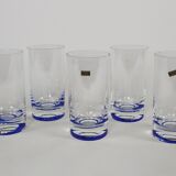 5 glasses with vintage blue decoration in glass by Murano by Nason and Moretti