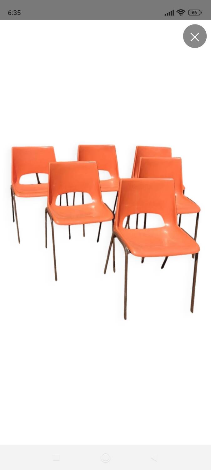 6 orange chairs