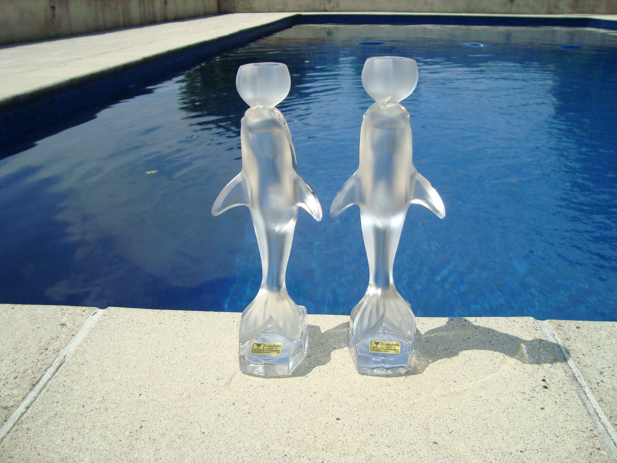Pair of dolphins royal crystals made in france