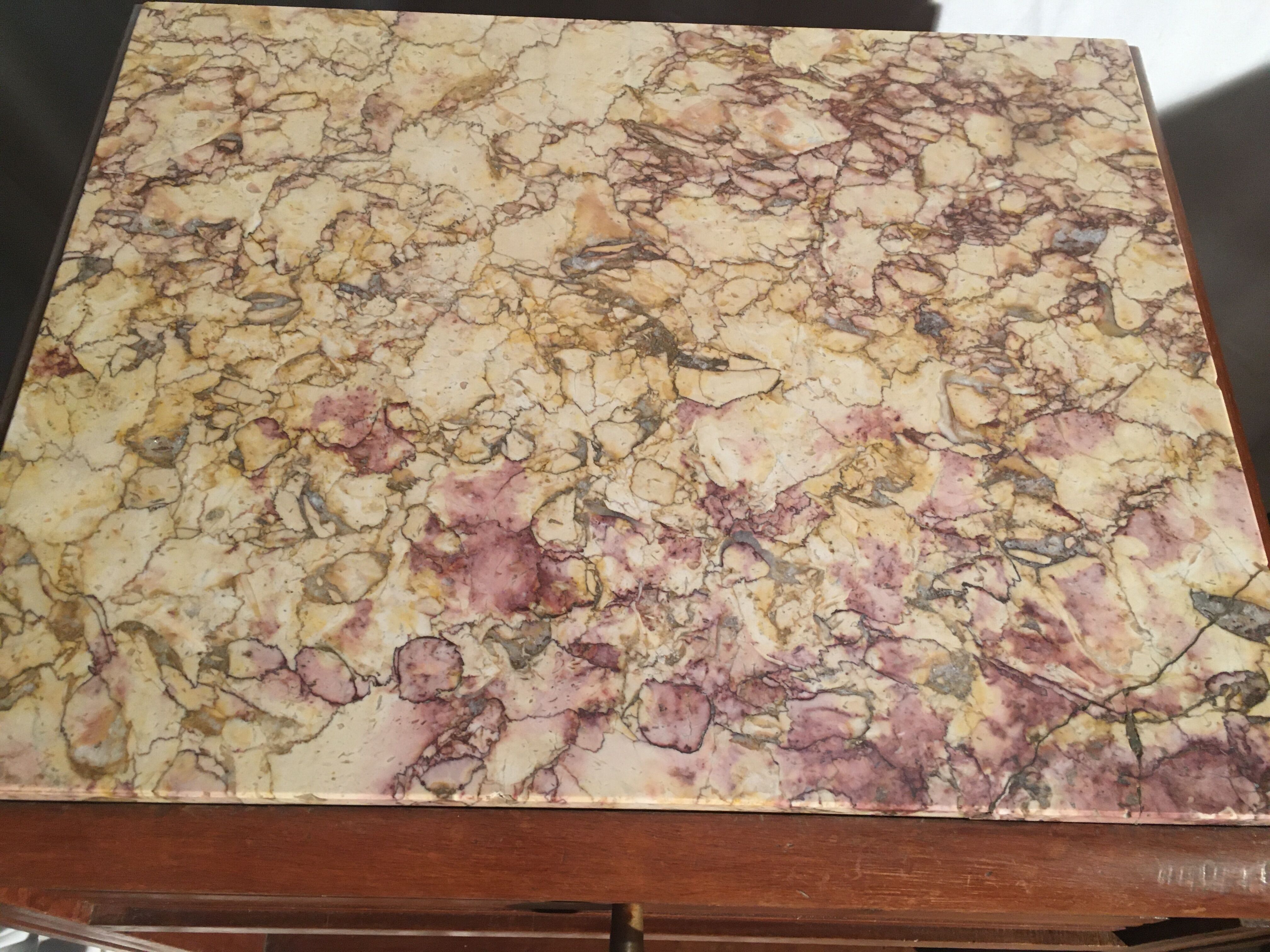 Beech bedside table on marble; 30/40s