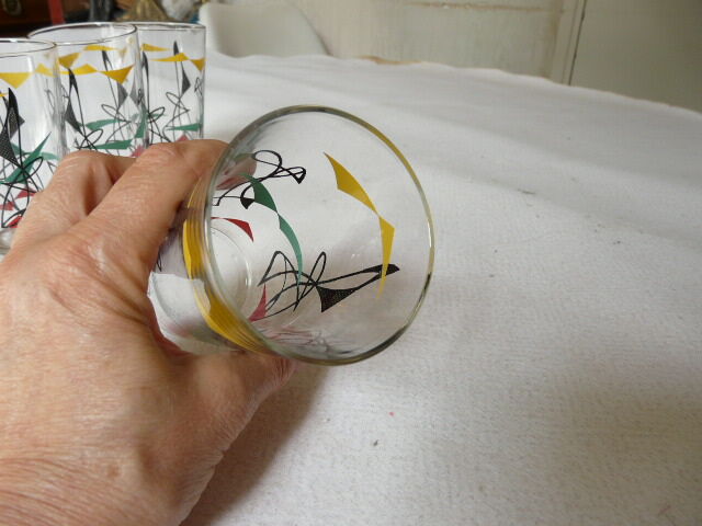 Set of 6 orange glasses in the 1960s