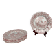 Set of 6 English flat plates, red tones