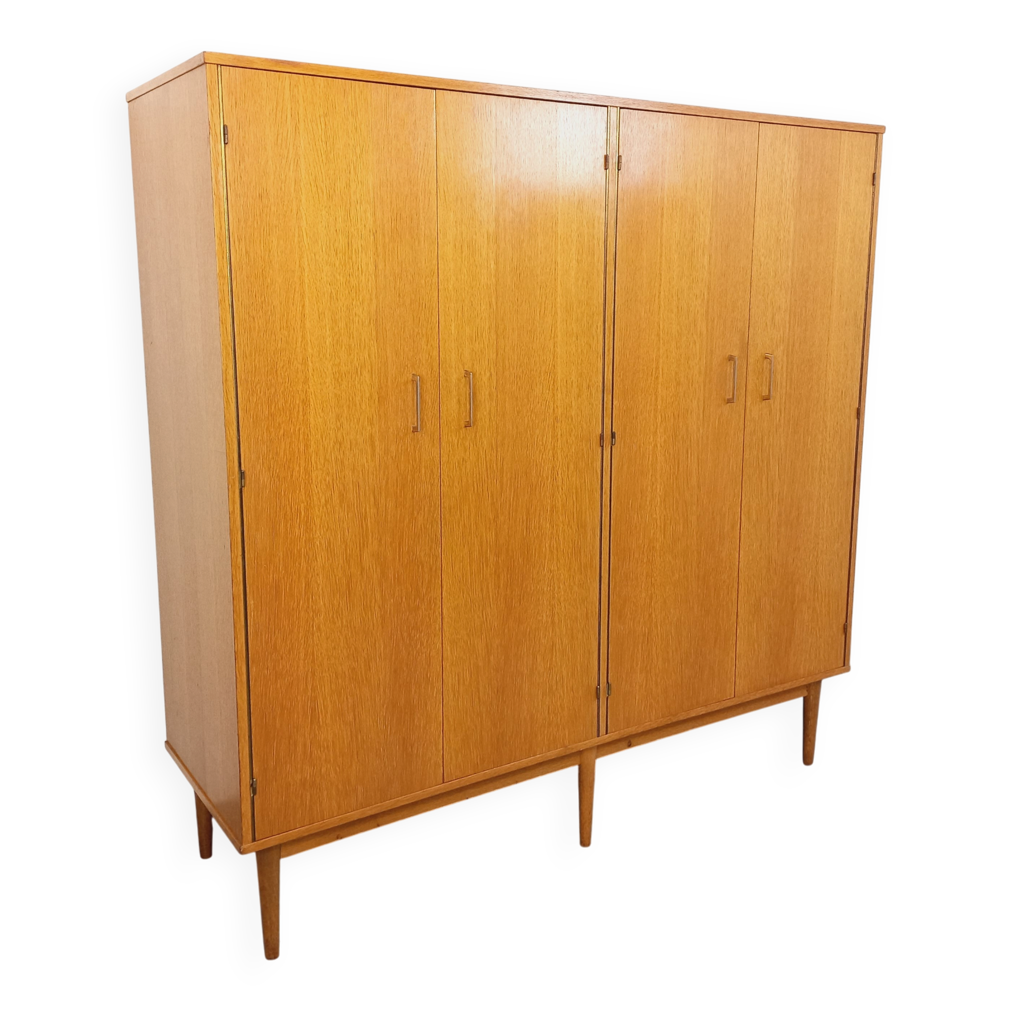 Vintage oak wardrobe from the 1960s.