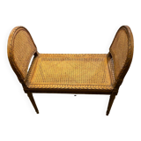 Wooden and cane bench (piano bench)