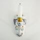 Vintage wall applique in Rouen style earthenware, glass candle