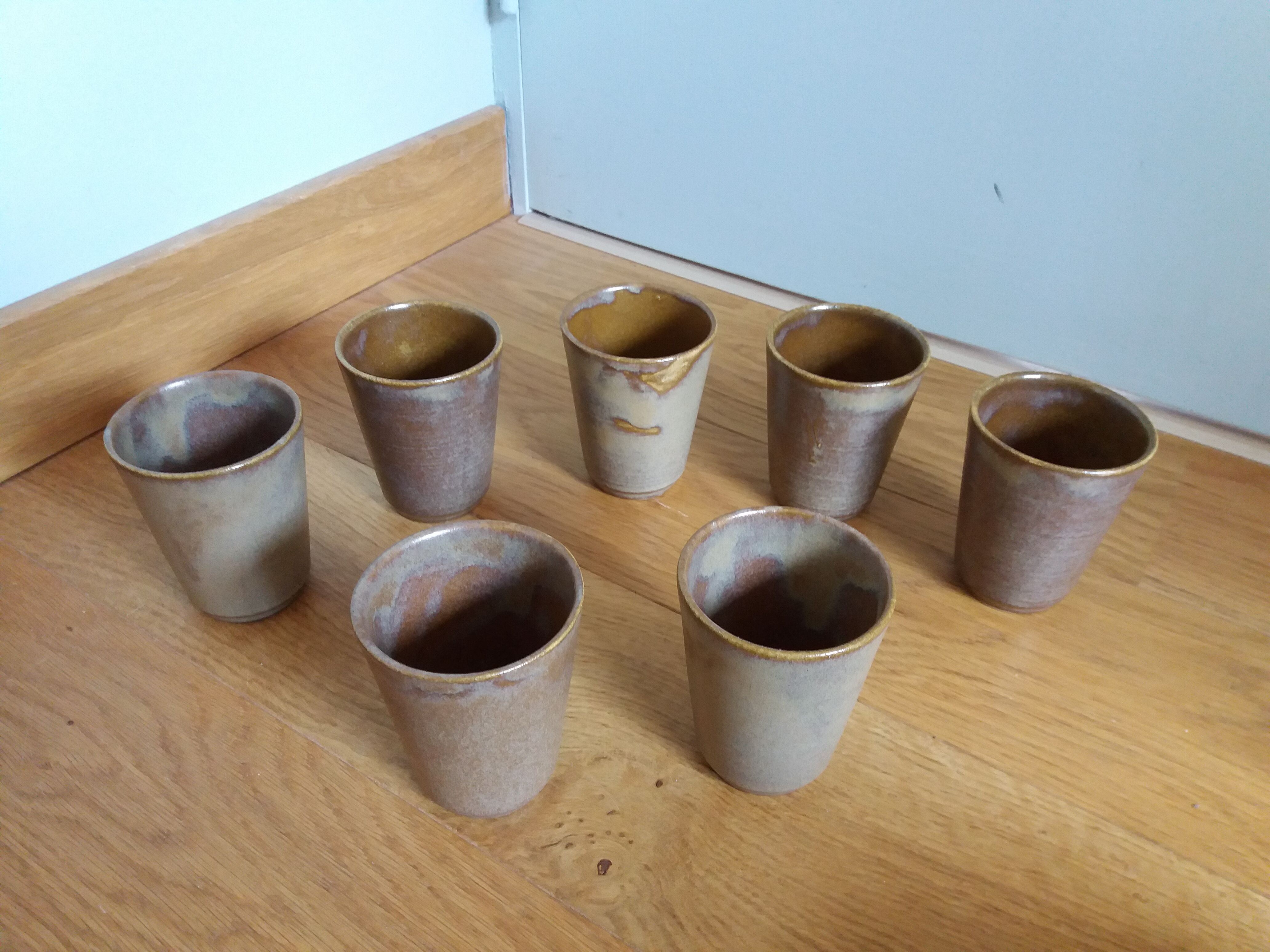 Digoin glazed stoneware glass cups set of 7