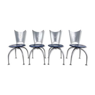 Post modern metal dining chairs, 1990s