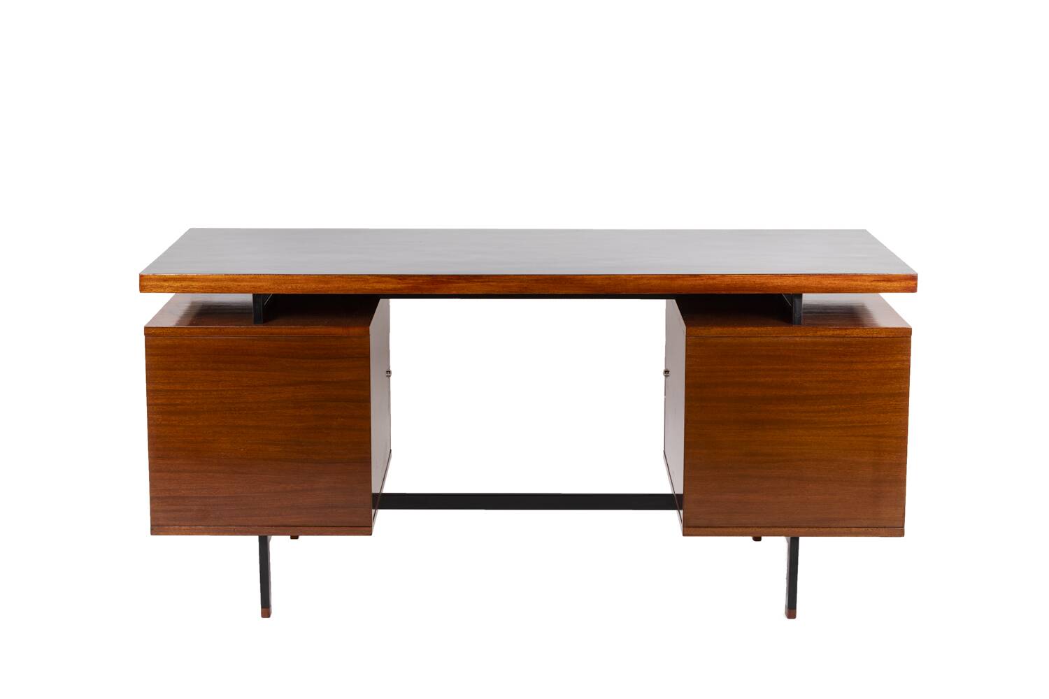 Pierre Guariche, Bureau en acajou et métal laqué, années 1960