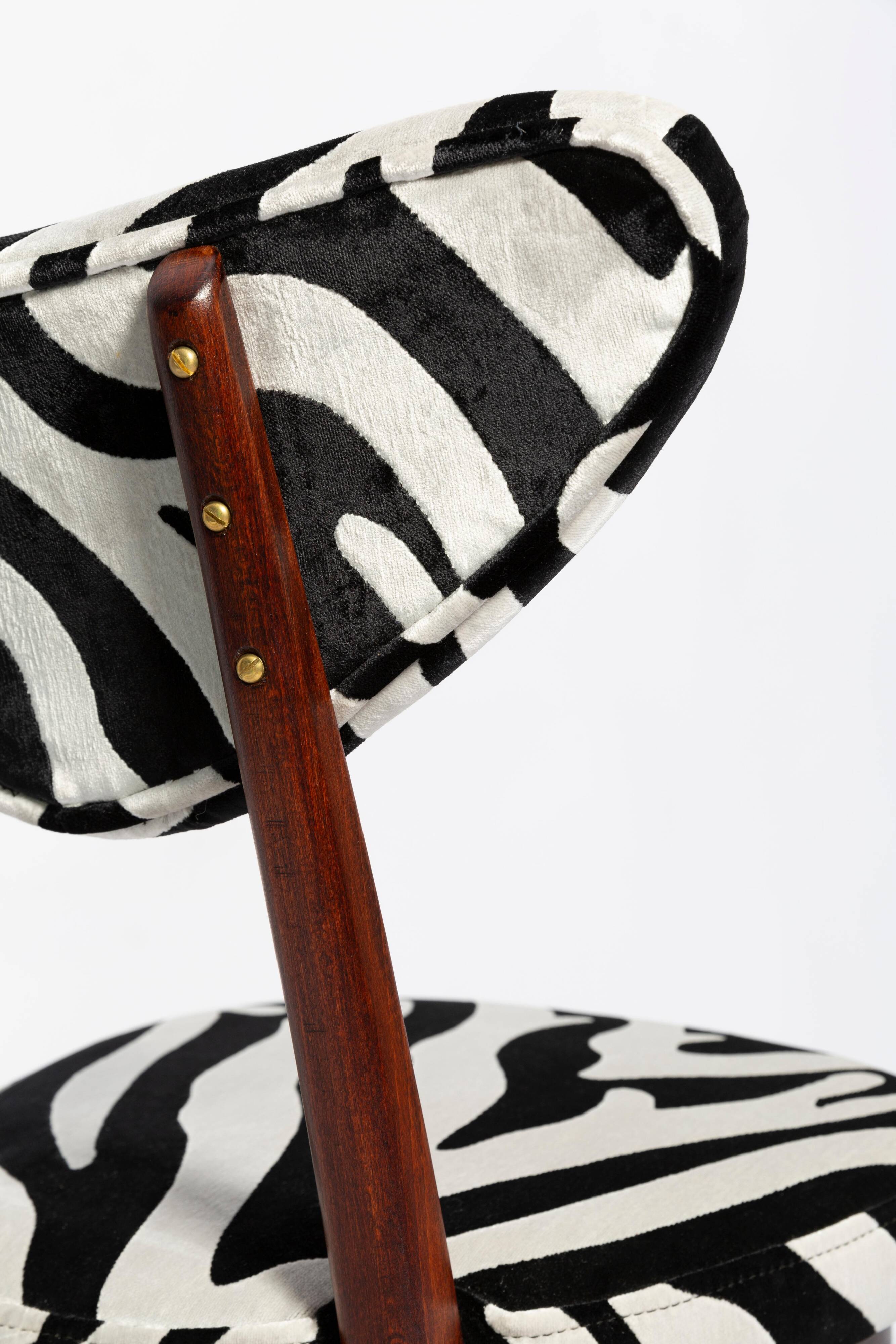 Heart-shaped chair with black and white zebra pattern, Poland, 1960s