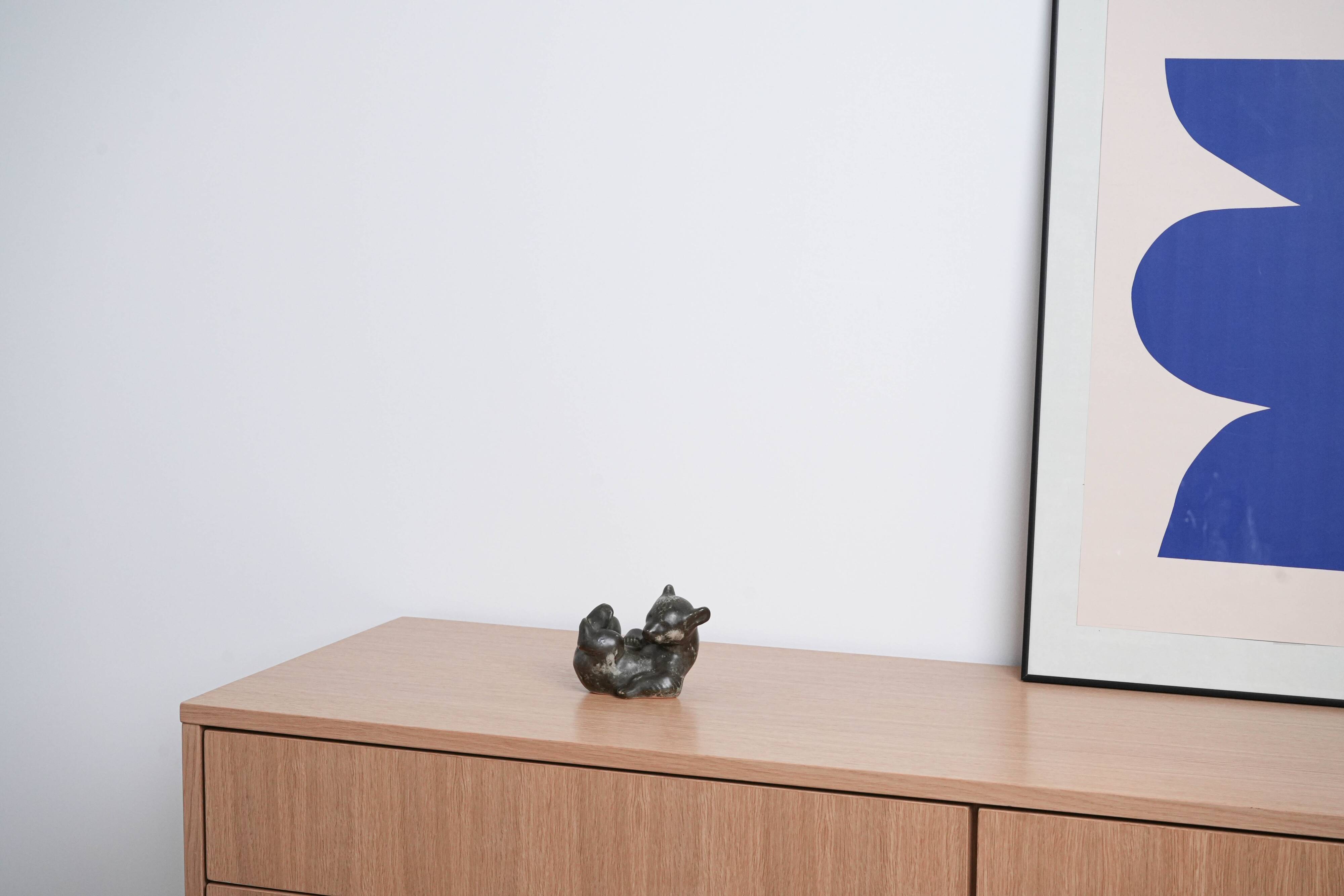 Ceramic teddy bear figurine, Danish design, 1960s, made in Denmark