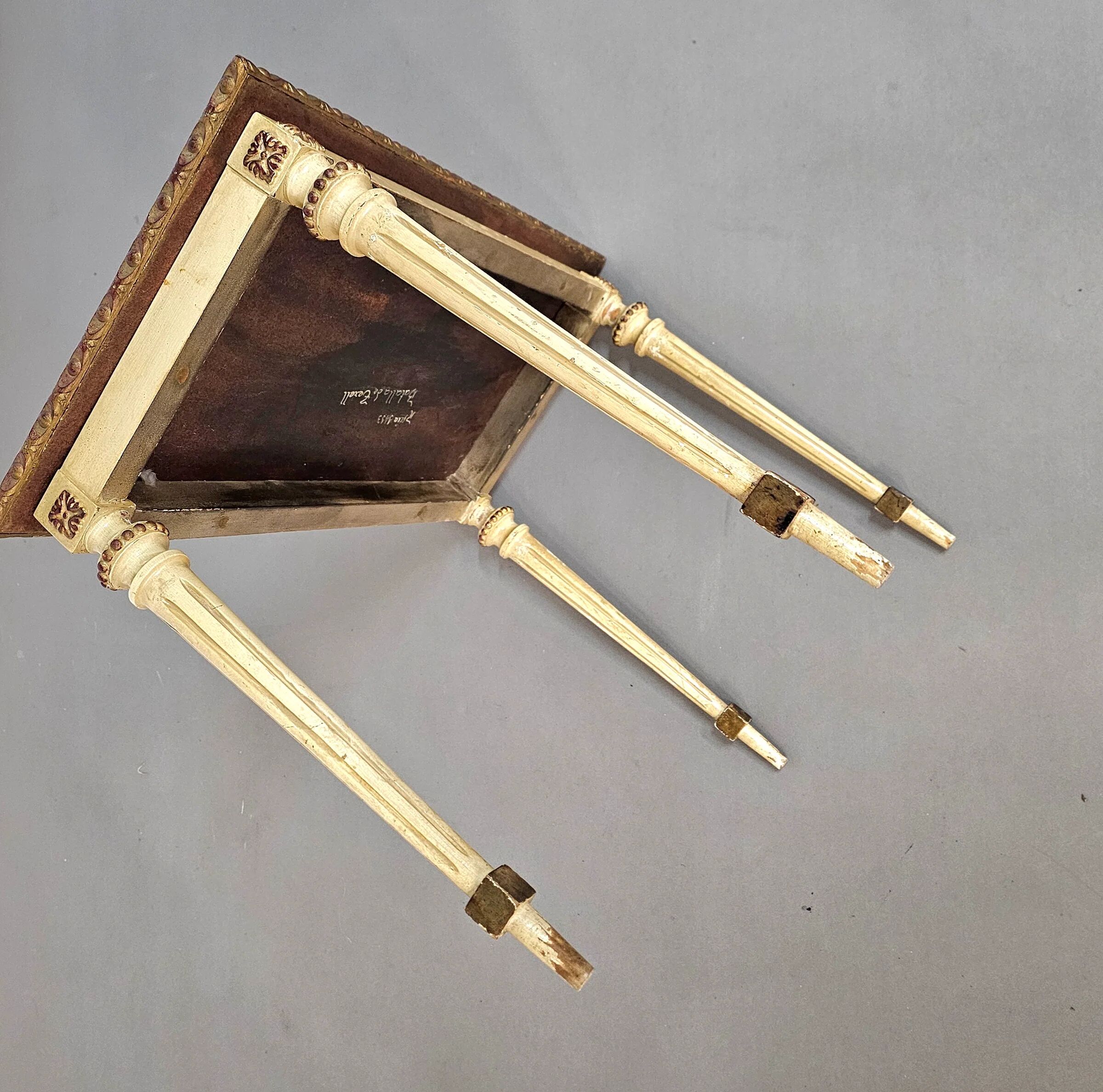 2 x nesting side tables / neo classic / painted gold leaf top / The battle of Texel