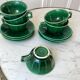 set of 6 cups and sub-cups in green slurry Lunéville 60s