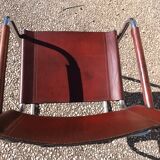 Set of 6 brown leather armchairs