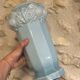 2 Antique blue opaline Art Nouveau vases with thistle motifs
