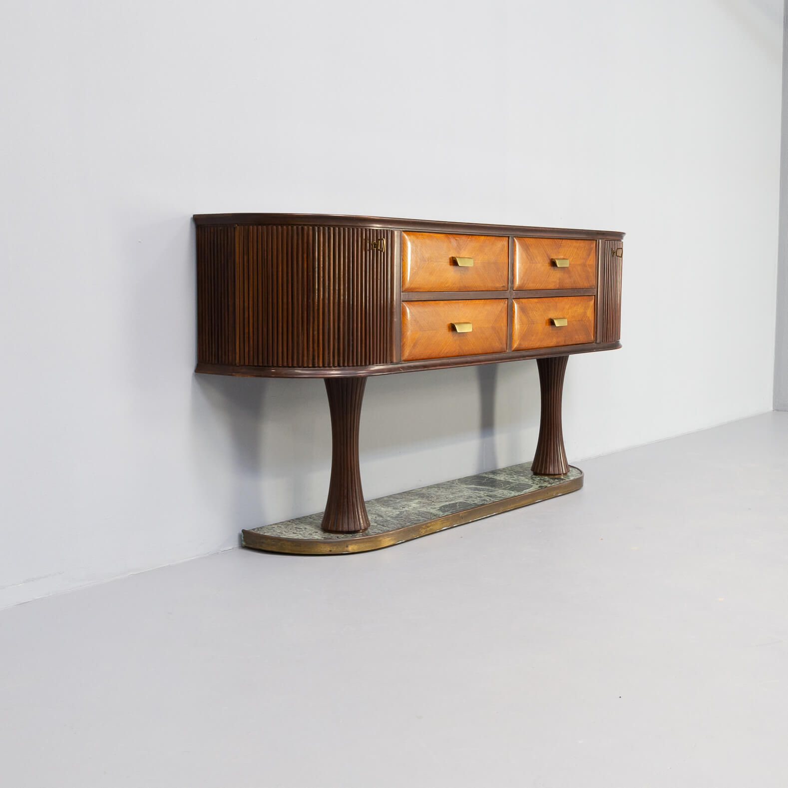 60s italian sidebaoard walnut teak and marble by vittorio dassi