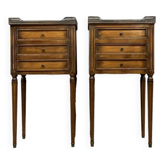 Pair of Louis XVI style mahogany bedside tables