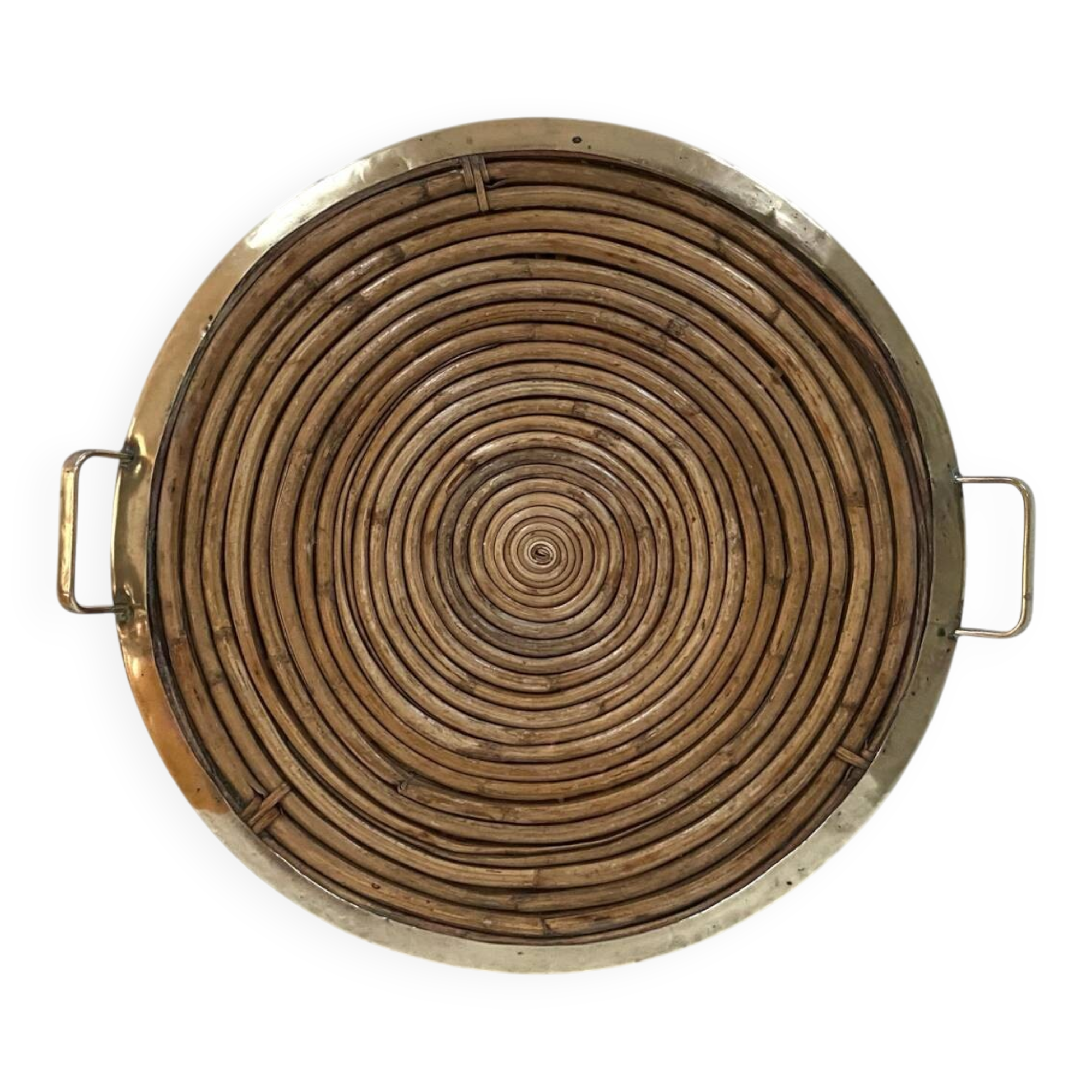 Large rattan-bamboo tray in the style of Gabriella Crespi