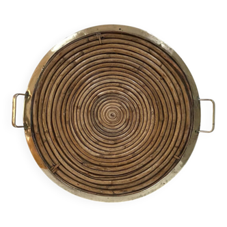 Grand plateau en rotin bambou style Gabriella Crespi
