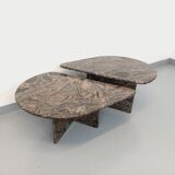 Paire de tables basses gigognes vintage en granit des années 70