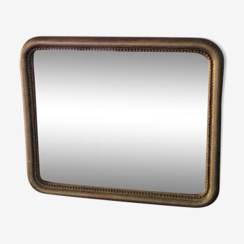 Miroir avec cadre en bois et plâtre doré - 35 cm x 30 cm