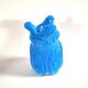 Portieux Gothic opaline goblet candle holder in blue opaline signed - 1910