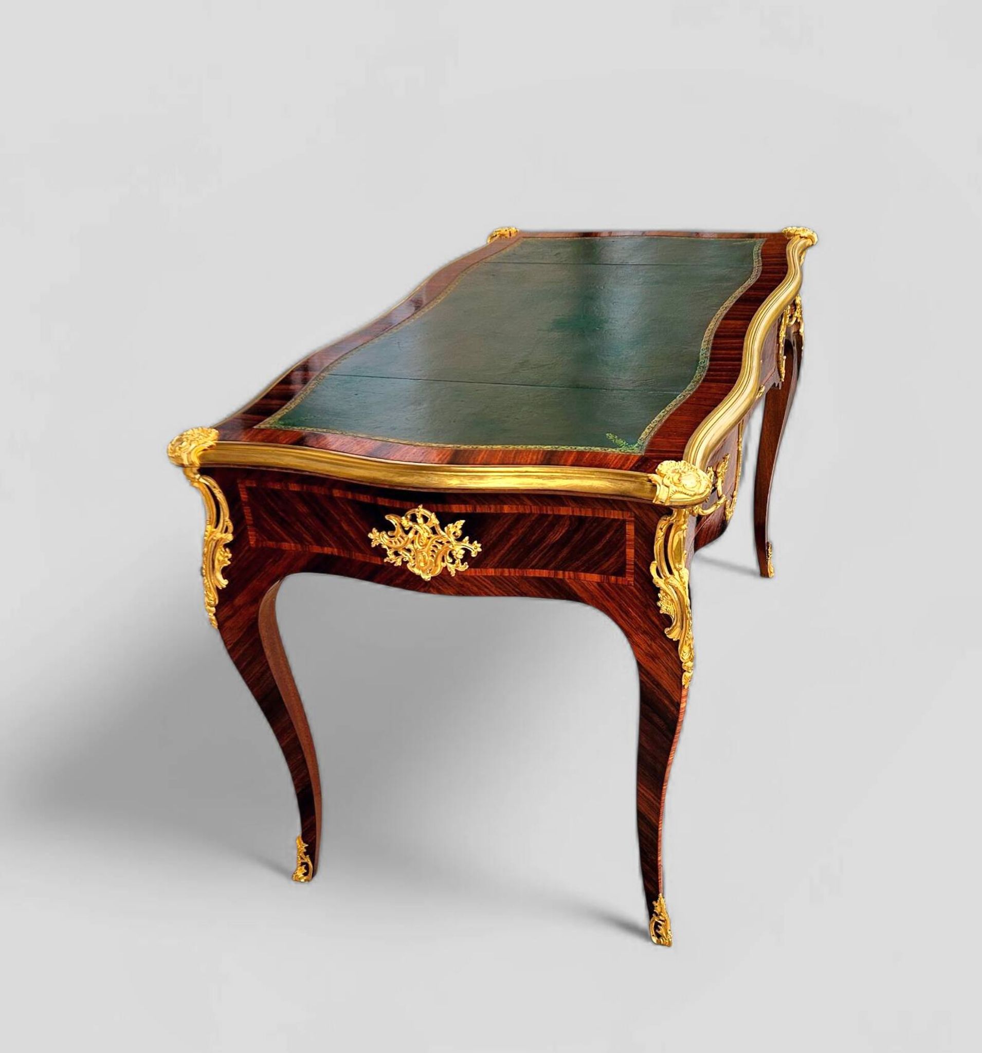 Marquetry and gilded bronze desk signed rinck in paris