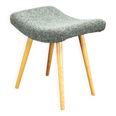 1960s Czech Mid-Century Modern Upholstered Stool with Beech Wood Legs