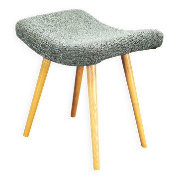 Tabouret rembourré en bois de hêtre des années 1960, style mid-century moderne.