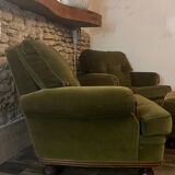 Pair of armchairs and its pouf by Jean Prévost