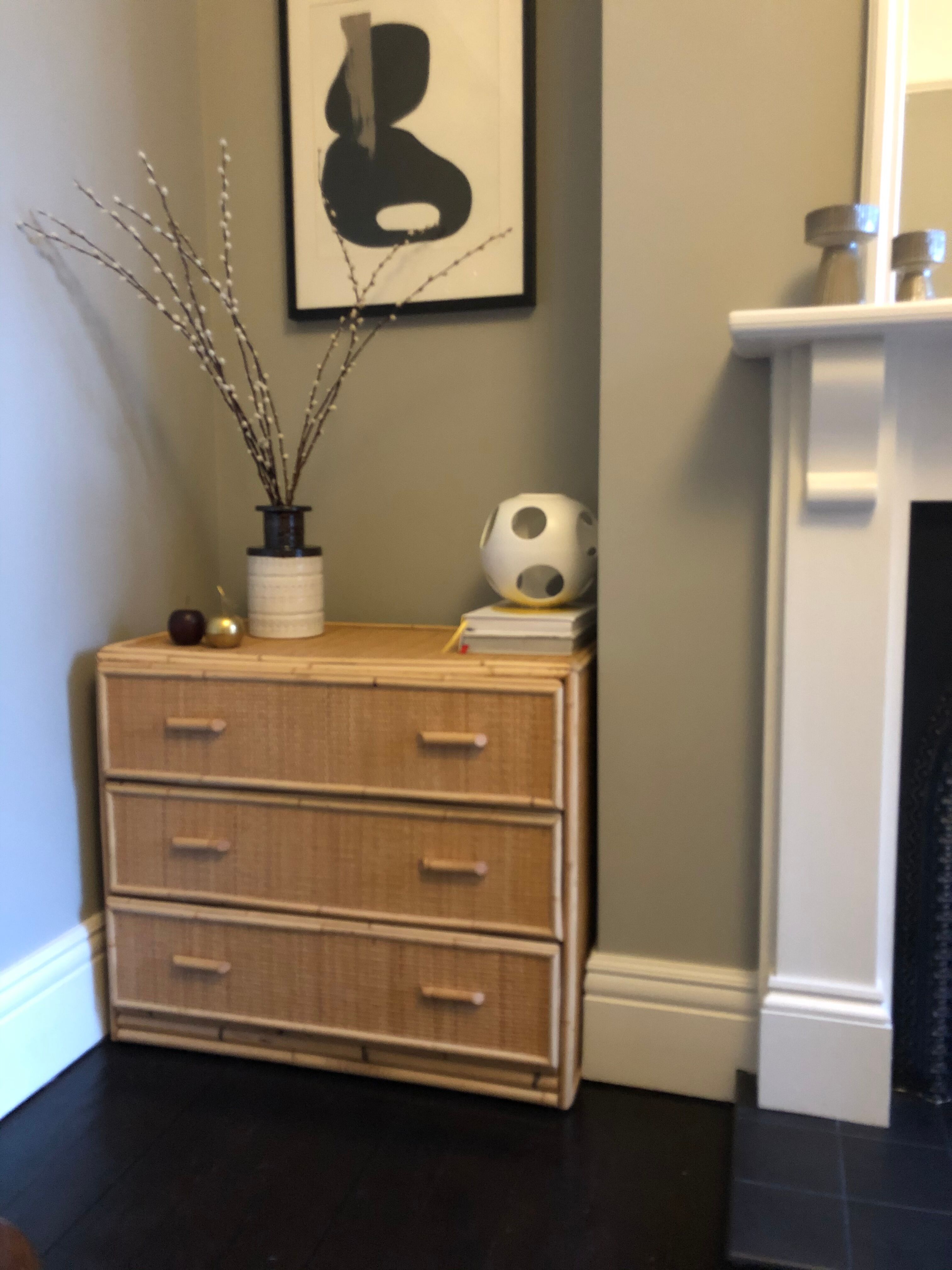 Rattan wicker bamboo mid century chest of drawers