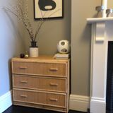 Rattan wicker bamboo mid century chest of drawers