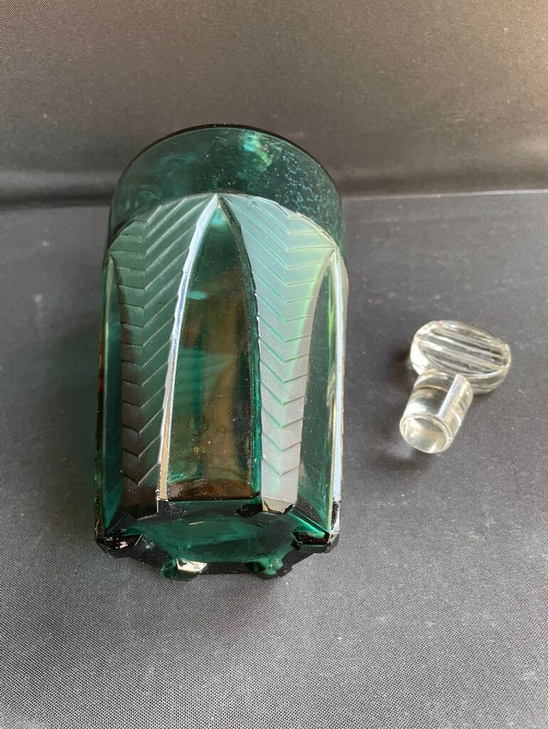 Carafe Art déco bleu turquoise